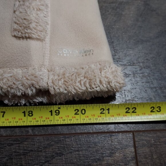 Calvin Klein Full Zip Sherpa Vest Jacket Women Size Large Tan Fleece - Picture 12 of 15